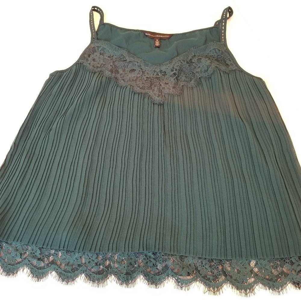 White House Black Market green pleated cami